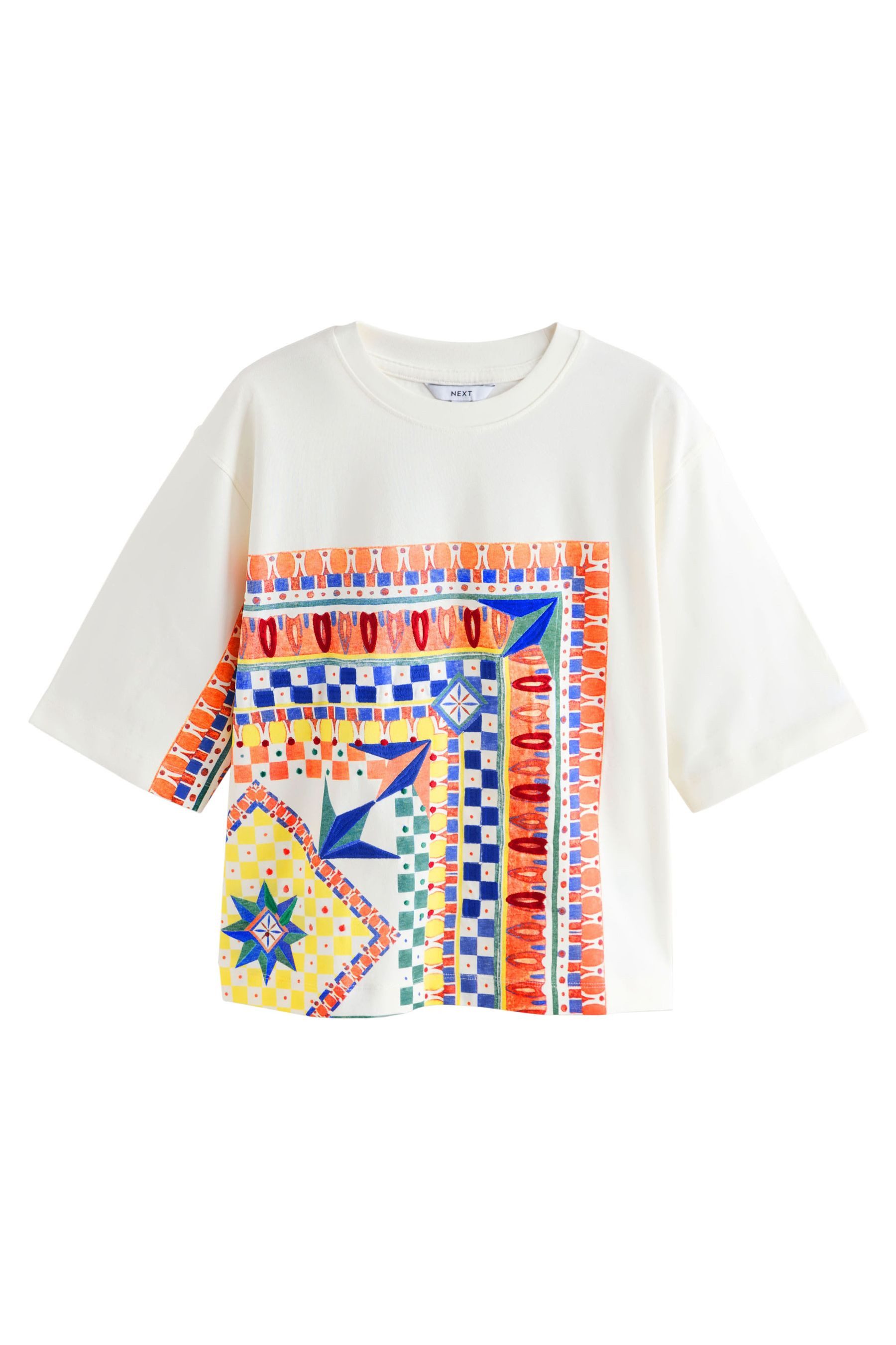 Next T-Shirt Kurzärmeliges T-Shirt mit Mosaik-Placementprint (1-tlg) günstig online kaufen