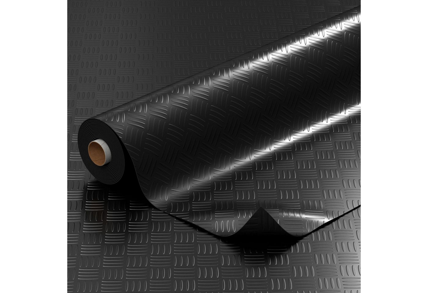 ANRO Vinylboden IMOS 1mm 140cm Breit Riffelblech für Privat/Gewerbe PVC-Bodenbelag, Feuchtigkeitsbarriere, feine Optik, langlebig, Einzelstück, eine Rolle Bodenbelag, Isolierend und wasserbeständig Größe: 100x140cm Uni Schwarz