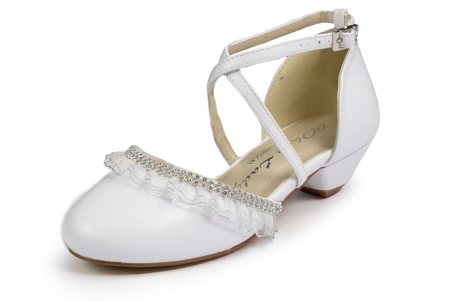 903 weiß - Mädchen Kommunionschuhe Riemchenballerina