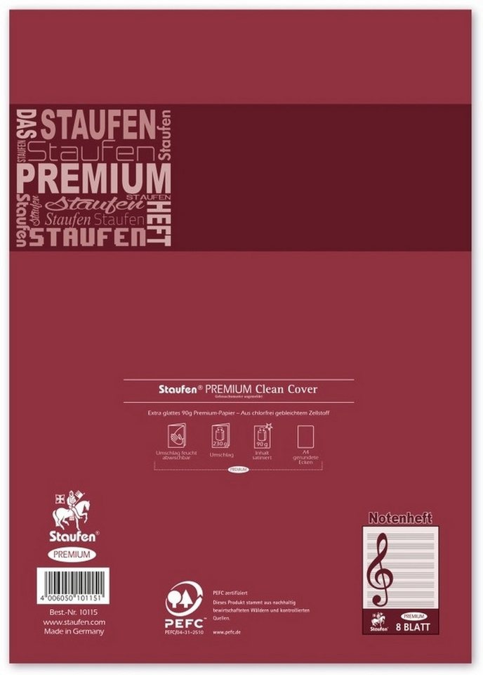 Thumbnail - Staufen Schulheft Notenheft Premium A4 8 Blatt