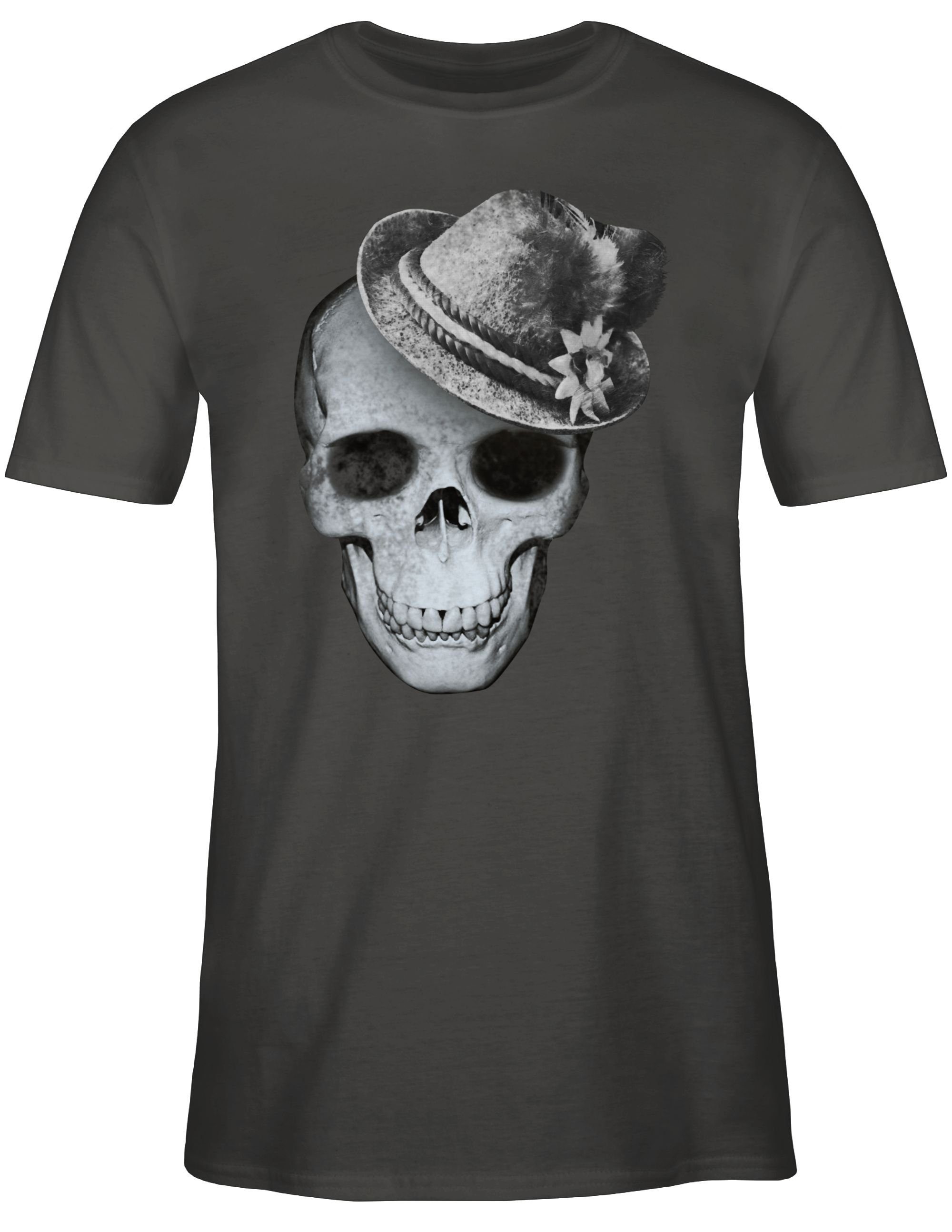 Herren Shirts Shirtracer T-Shirt Totenkopf mit Filzhut - Mode für Oktoberfest Herren - Herren Premium T-Shirt Party Outfit Bayer