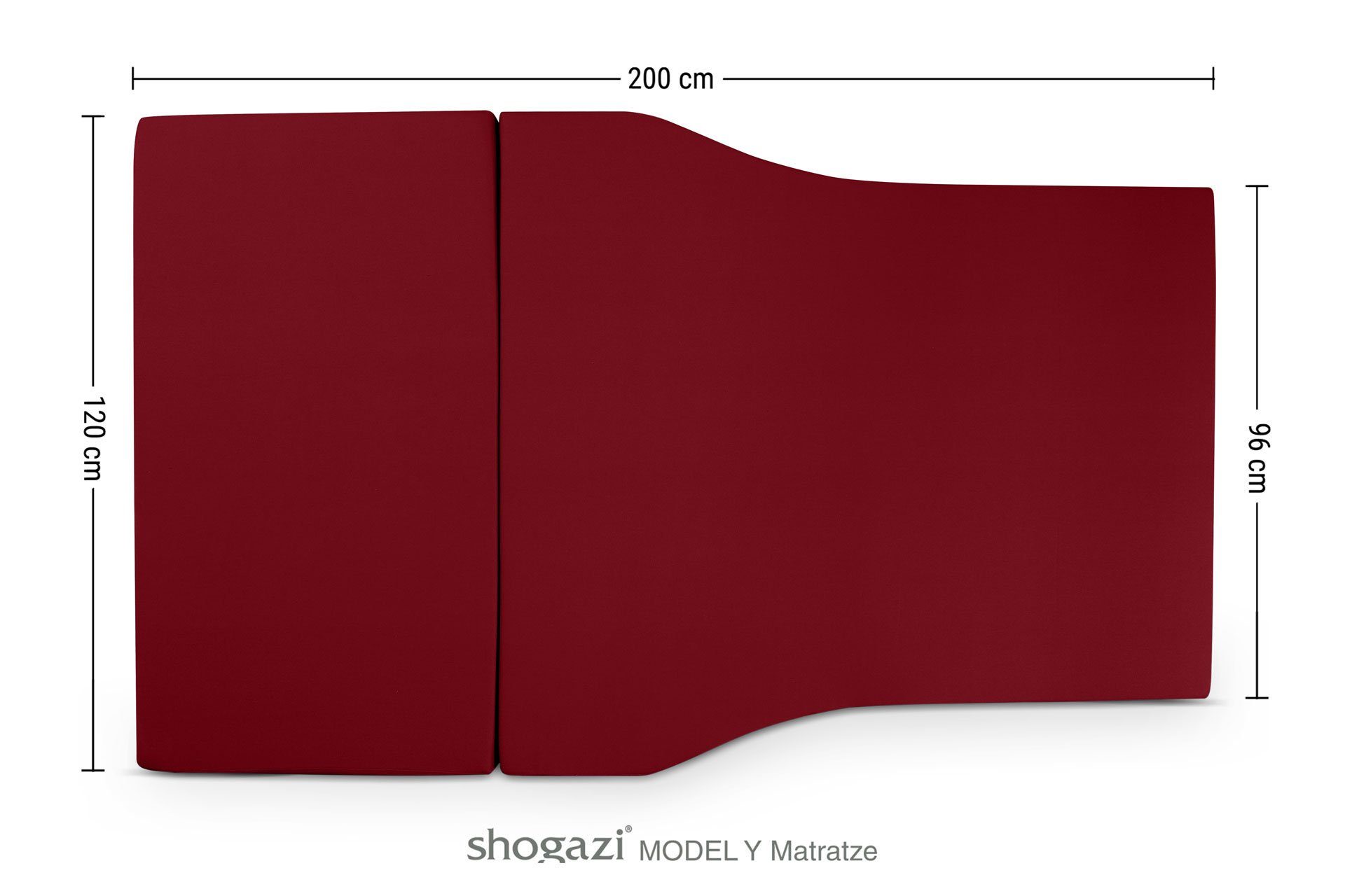 Klappmatratze Tesla Matratze mit Y, Maße: Matratze, Modell weinrot (Set), cm Bezug, 120x200cm hoch, shogazi Auto 12 abnehmbarem Camping 3-teilig ®