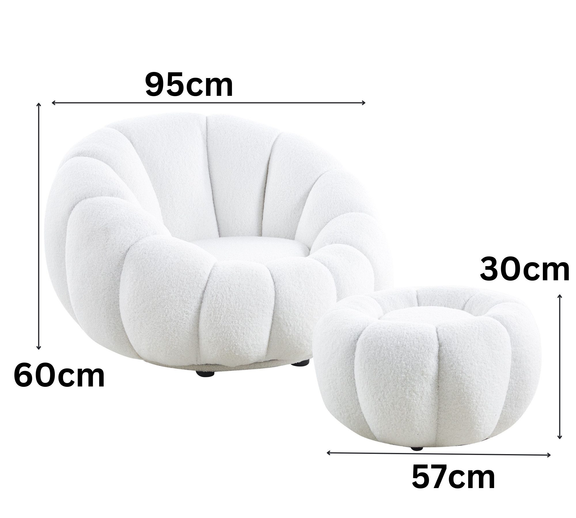 alesvelt Drehsessel Kürbis Sessel 360° Drehfunktion Relaxsessel inkl. Hocker (Set, 2-St), 360° Drehfunktion