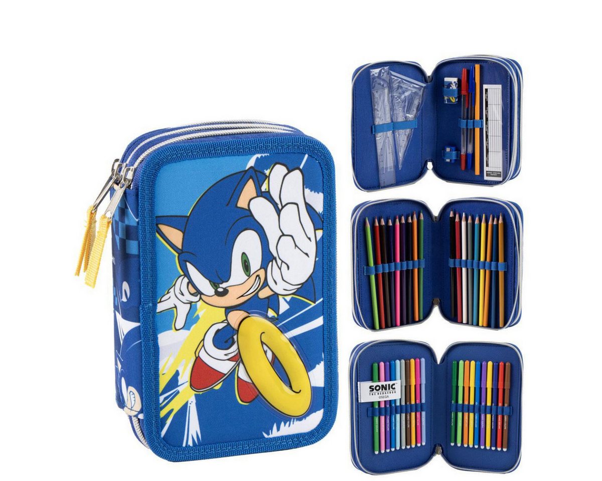 Sonic The Hedgehog Federmäppchen mit Inhalt Kinder Schule Freizeit Zubehör, (1-tlg)