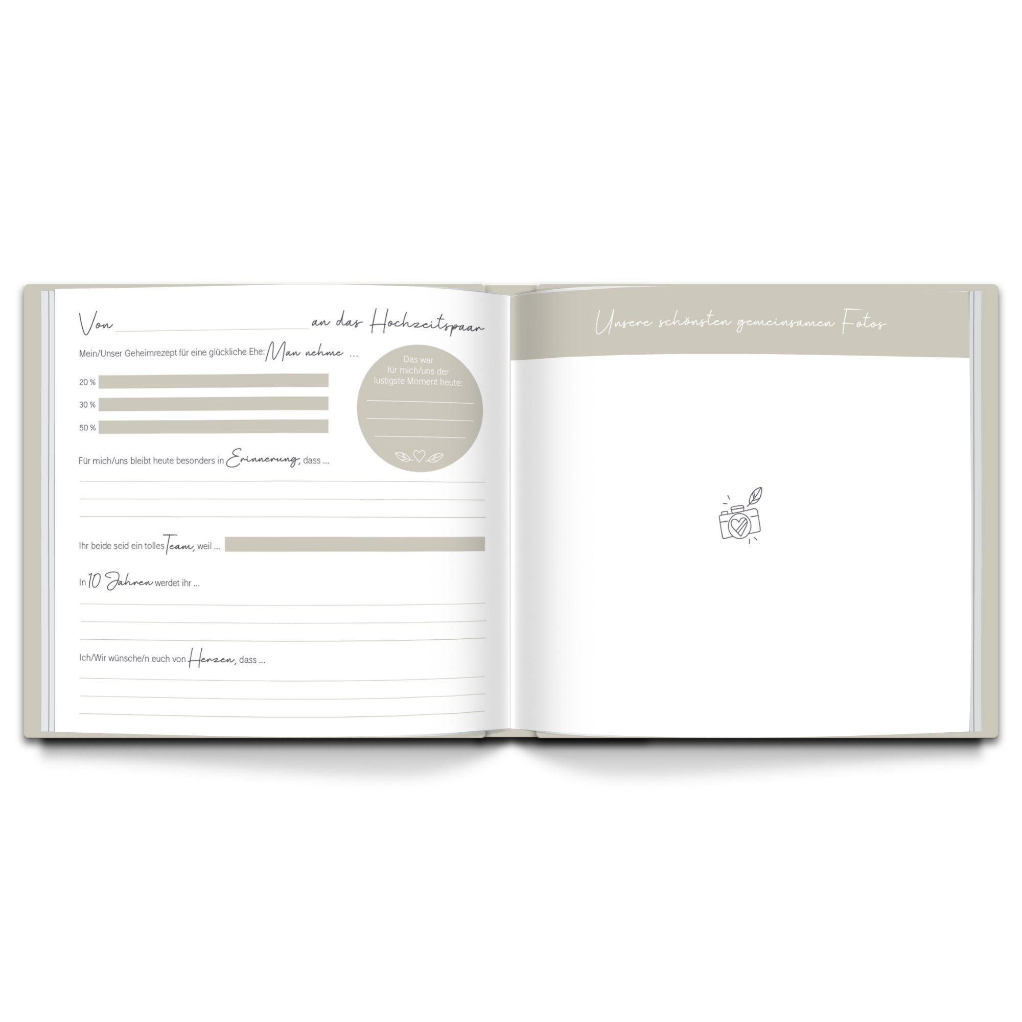 Fragen, Notizbuch Ausfüllen mit Hochzeit, mit Gästebuch Edles LEAF & Gästebuch zum Hochzeitsgästebuch GOLD