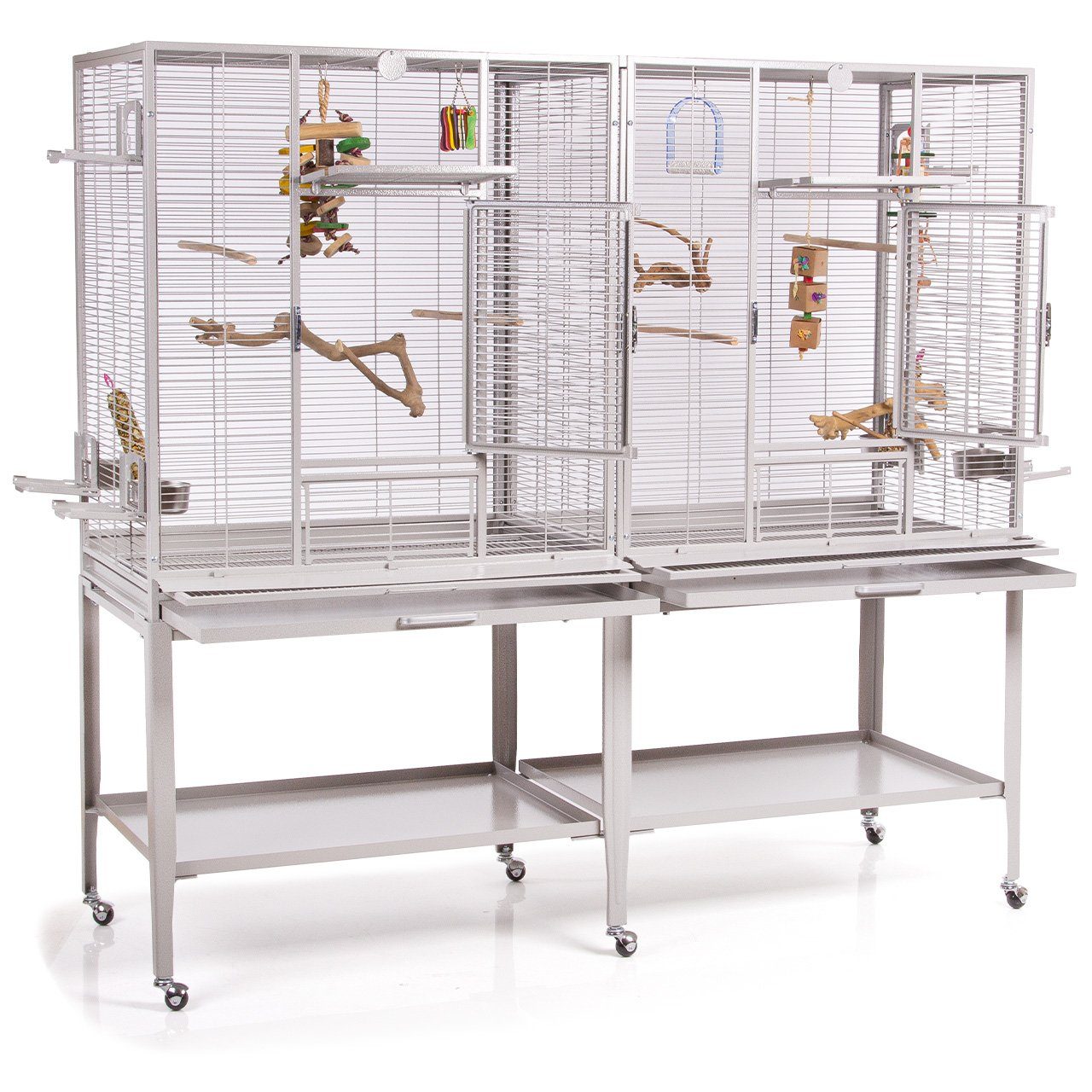Montana Cages Vogelkäfig Madeira Double · Platinum, ca. 165 x 54 x 155 cm