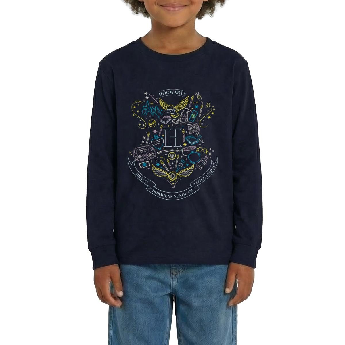 T-Shirt Harry Potter Hogwarts Elemente Teenager Premium Langarmshirt