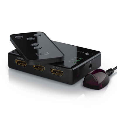 Primewire Audio / Video Matrix-Switch, 3-Port UHD HDMI Switch / Verteiler mit Fernbedienung, 4K, 3D, CEC, ARC