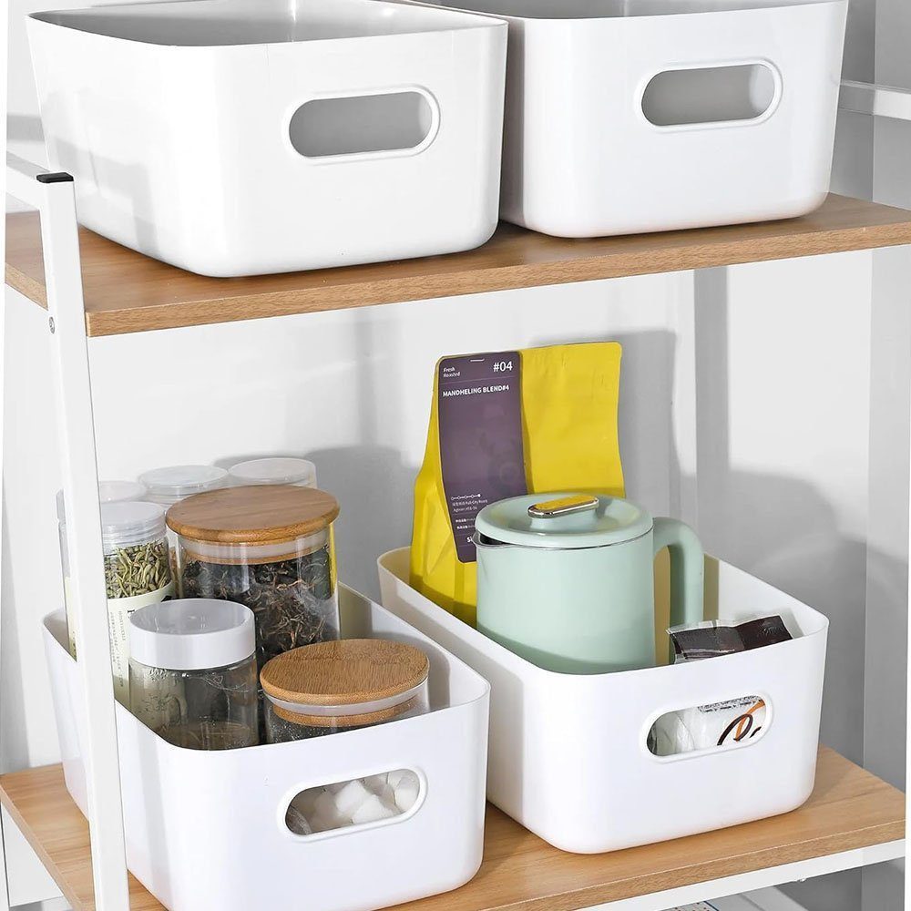 FELIXLEO Aufbewahrungsbox Aufbewahrungsbox Aufbewahrungskorb Regal Kunststoffbox (Weiß) (6 St)