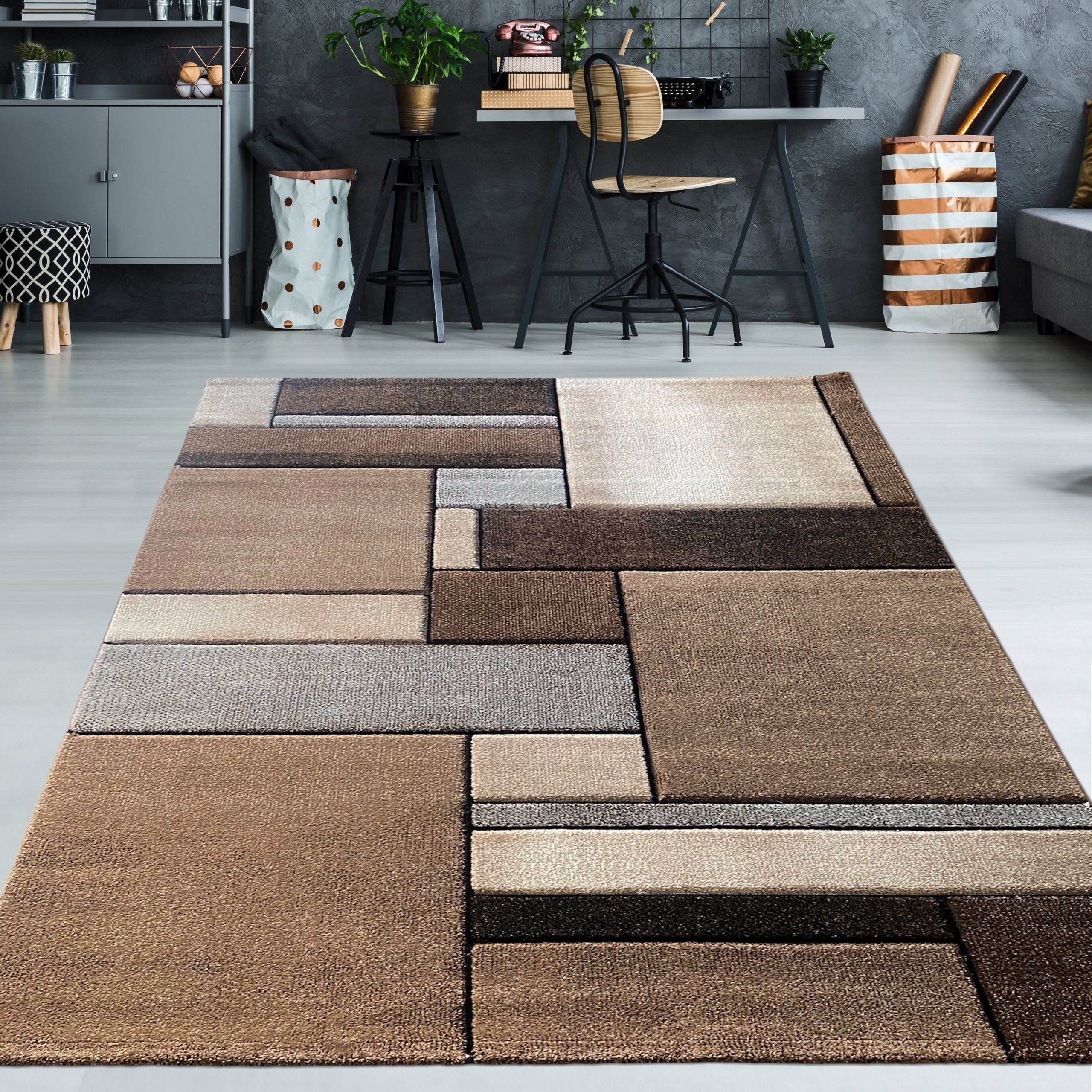 TeppichHome24 Teppich Eleganter Wohnzimmerteppich mit Design in beige, rech günstig online kaufen