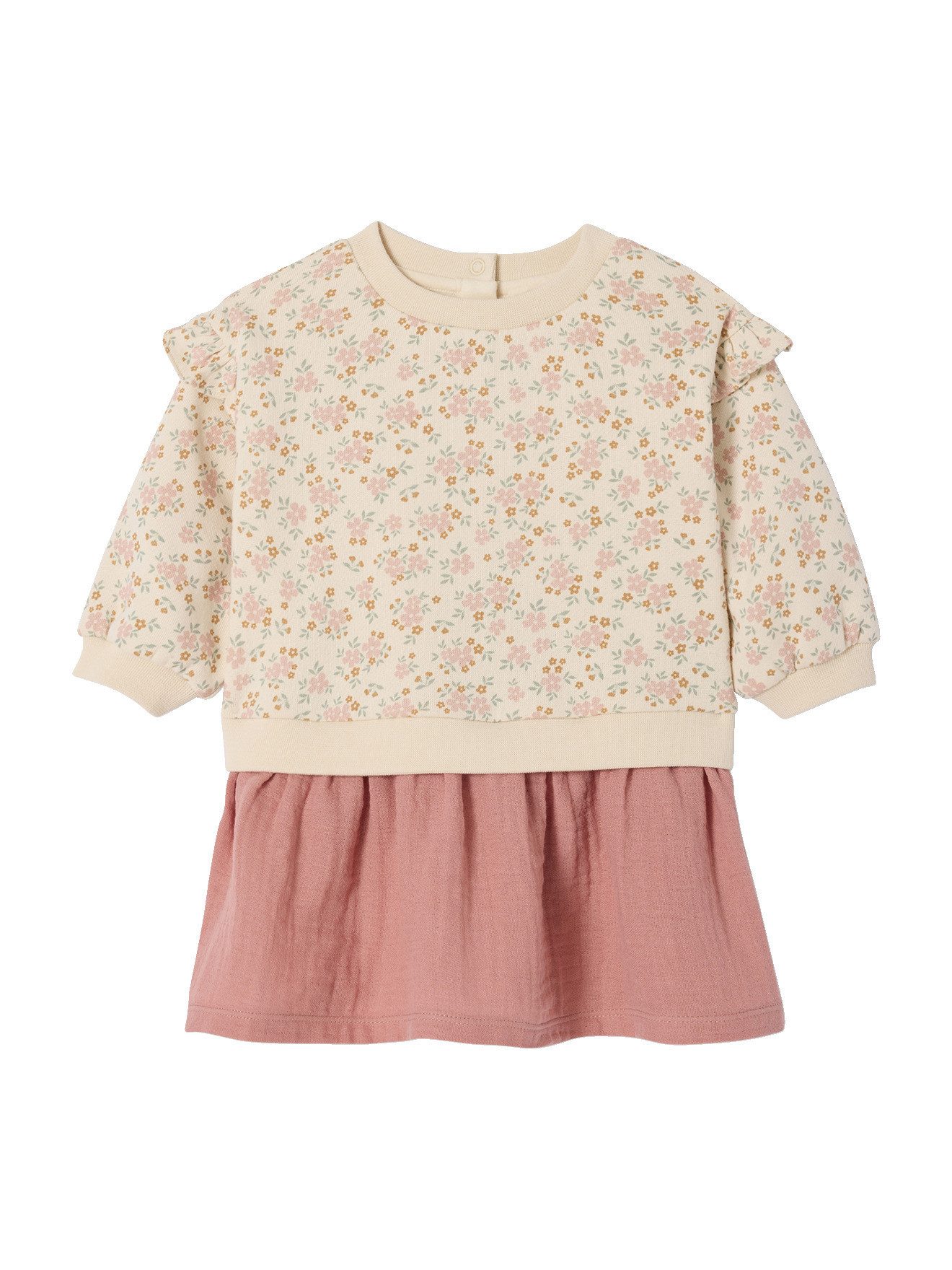 Minikleid 2-in-1 Kleid aus Sweatware & Musselin für Babys