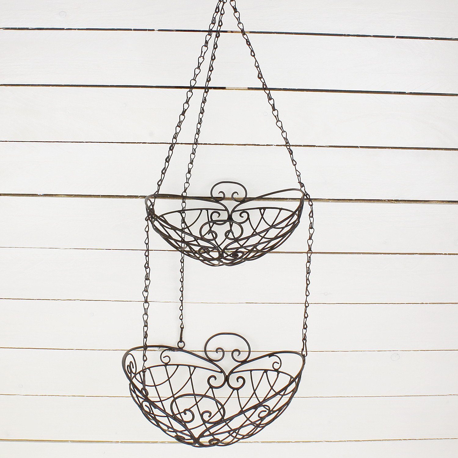 Macosa Home Hängekorb Hängekorb 2 TLG. Dunkelrostfarben Landhaus Ablagekörb günstig online kaufen