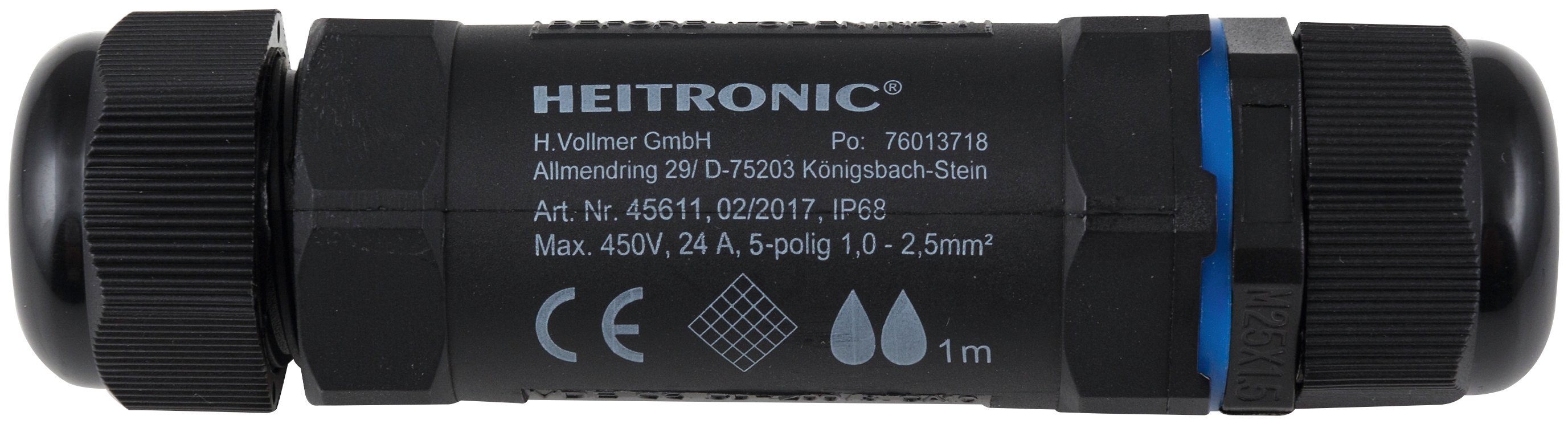 m wasserdicht bis 1 HEITRONIC 5-polig 1-tlg., IP68, Kabel-Verbindungsstück Kabelmuffe Verbindungsmuffe Wassertiefe