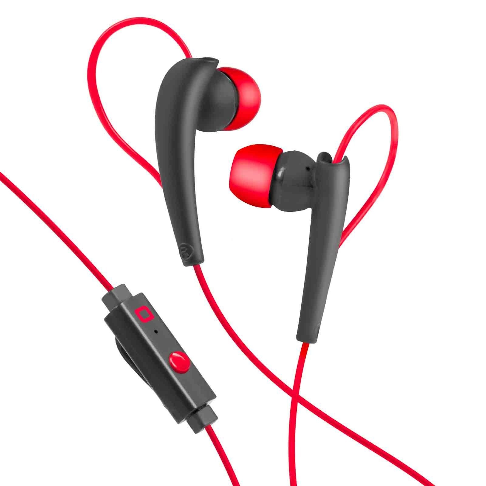 sbs SBS In-Ear Sport Kopfhörer mit Kabel zum Musikhören und Telefonieren,  3,5mm Klinkenstecker, Anruffunktion - Rot Sport-Kopfhörer