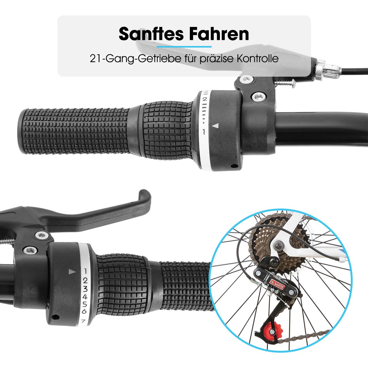 HILAND Mountainbike 24 26 Zoll bike Männer Frauen MTB Fahrrad für Jugend Studenten Pendler, mit V-Bremse, 21 Gang, Federgabel, Hochwertiger Rahmen,Kettenschaltung