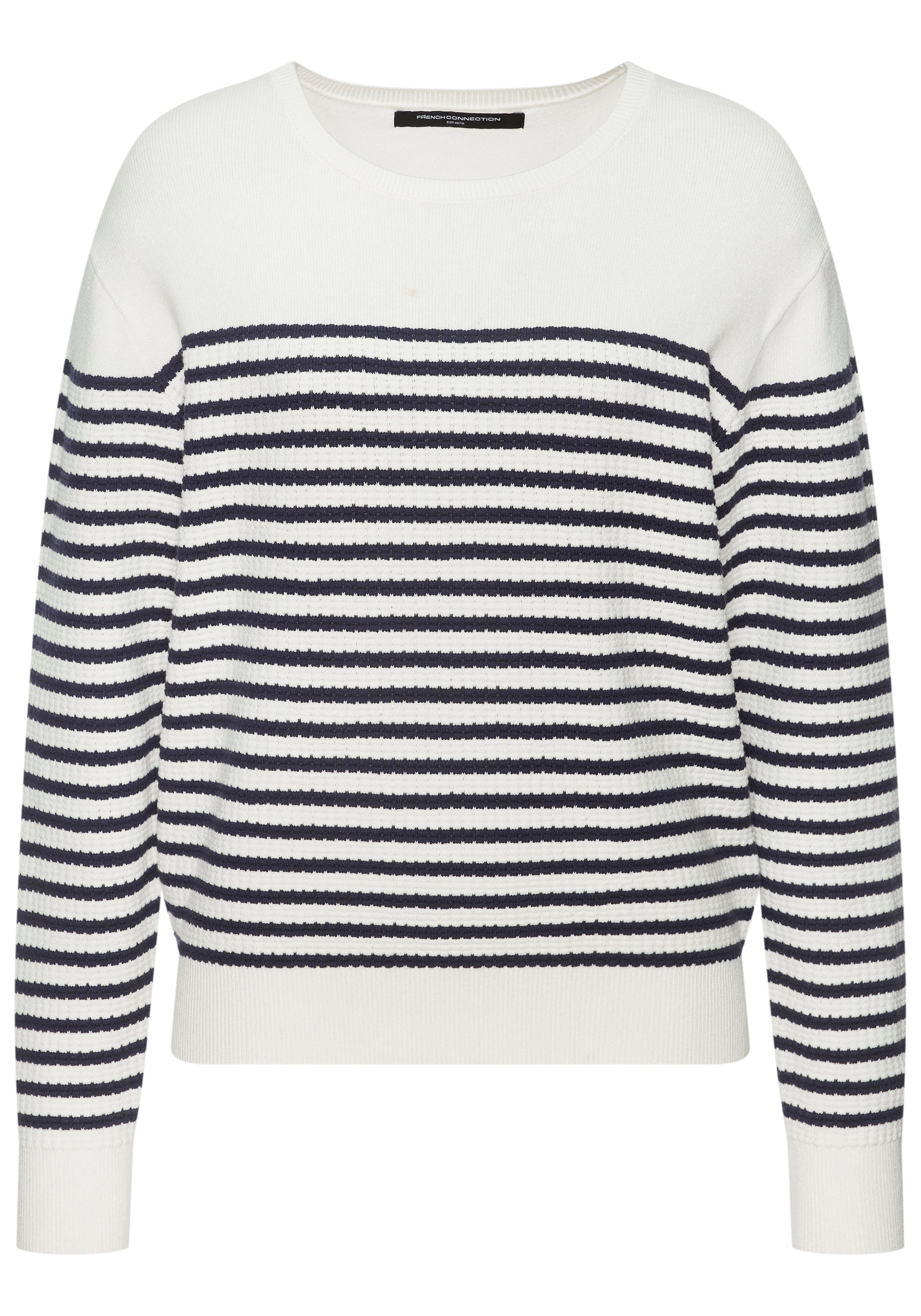French Connection Sweater Maritimer Streifenlook aus soften Strukturstrick, Loungewear