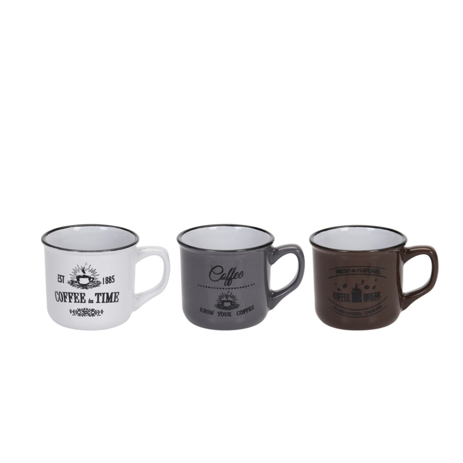 Neuetischkultur Tasse Kaffeebecher 3er Set Retro, Keramik, Teetasse Trinkbecher