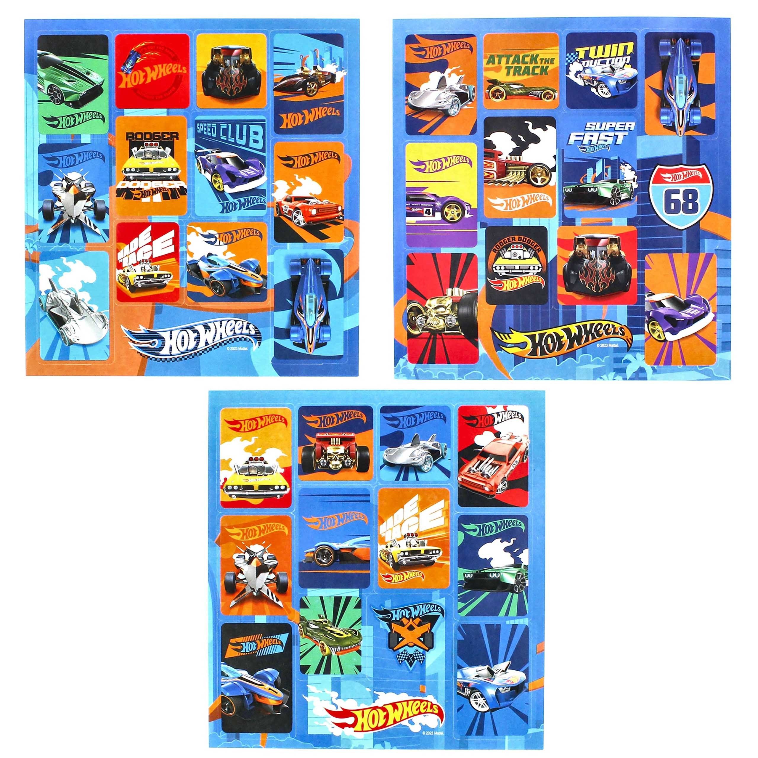 Sarcia.eu Stickerbuch Hot Wheels Aufkleber-Set für Kinder, 3 Blisterpackungen