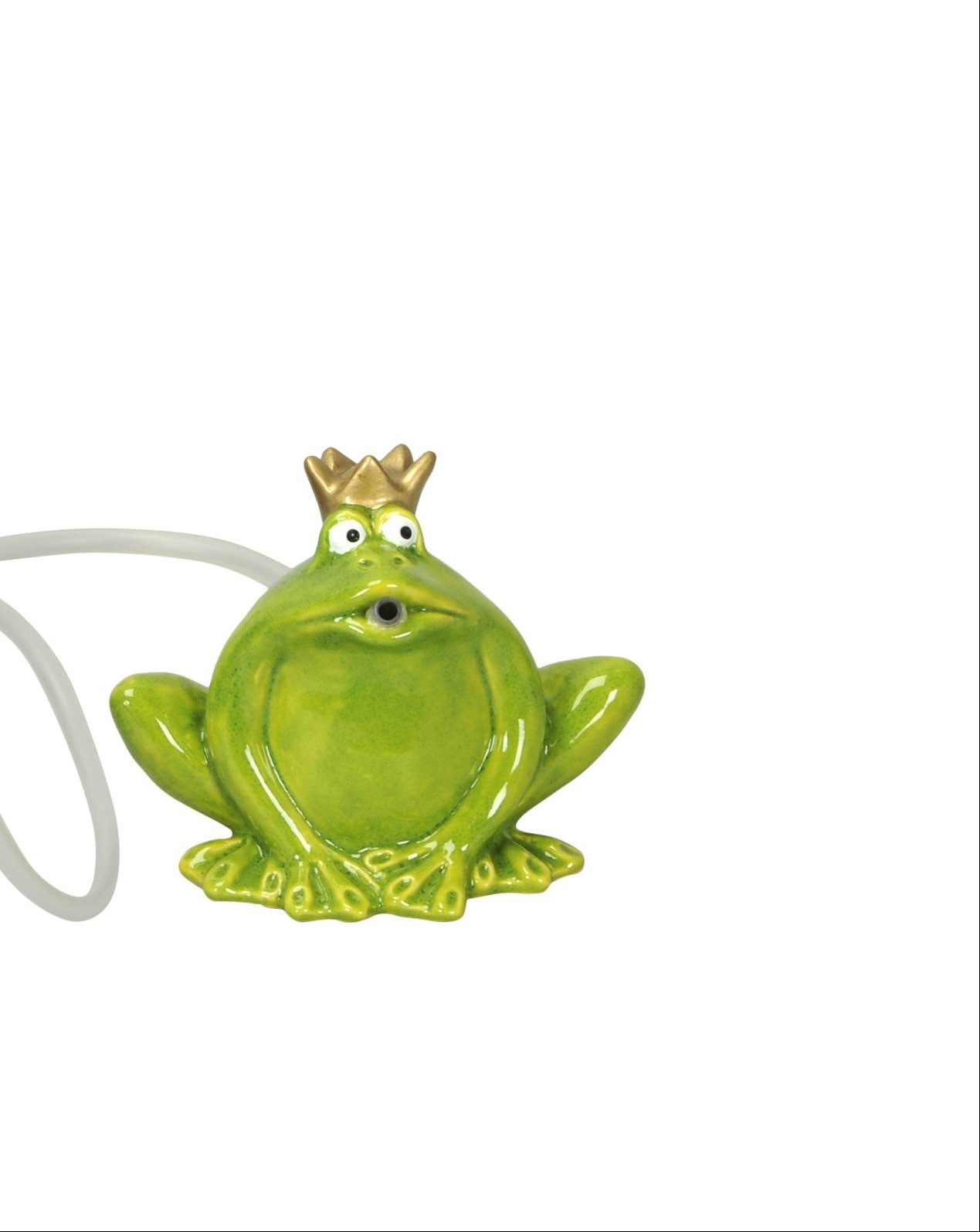 finehomegarden Teichfigur Wasserspeier Frosch mit Pumpe grün Steinzeug Wasserspiel 14x11xH12cm, (1-St), Dekorativer Gartenbrunnen für Teich, Wasserschale, Terrasse & Balkon