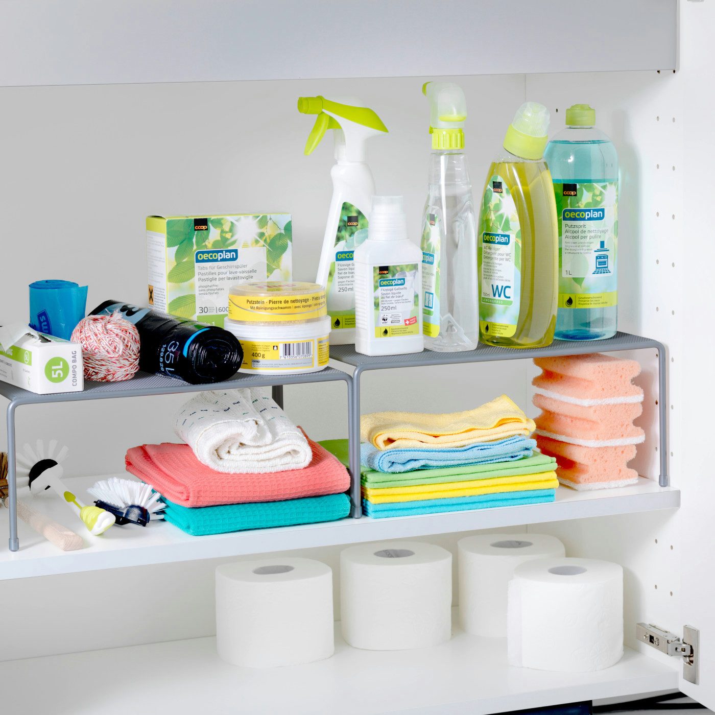 Betty Bossi Inneneinteilung Schrankeinsatz, Edelstahl - 2er-Set (2 St), Passt in jeden Schrank mit 23 cm Tiefe
