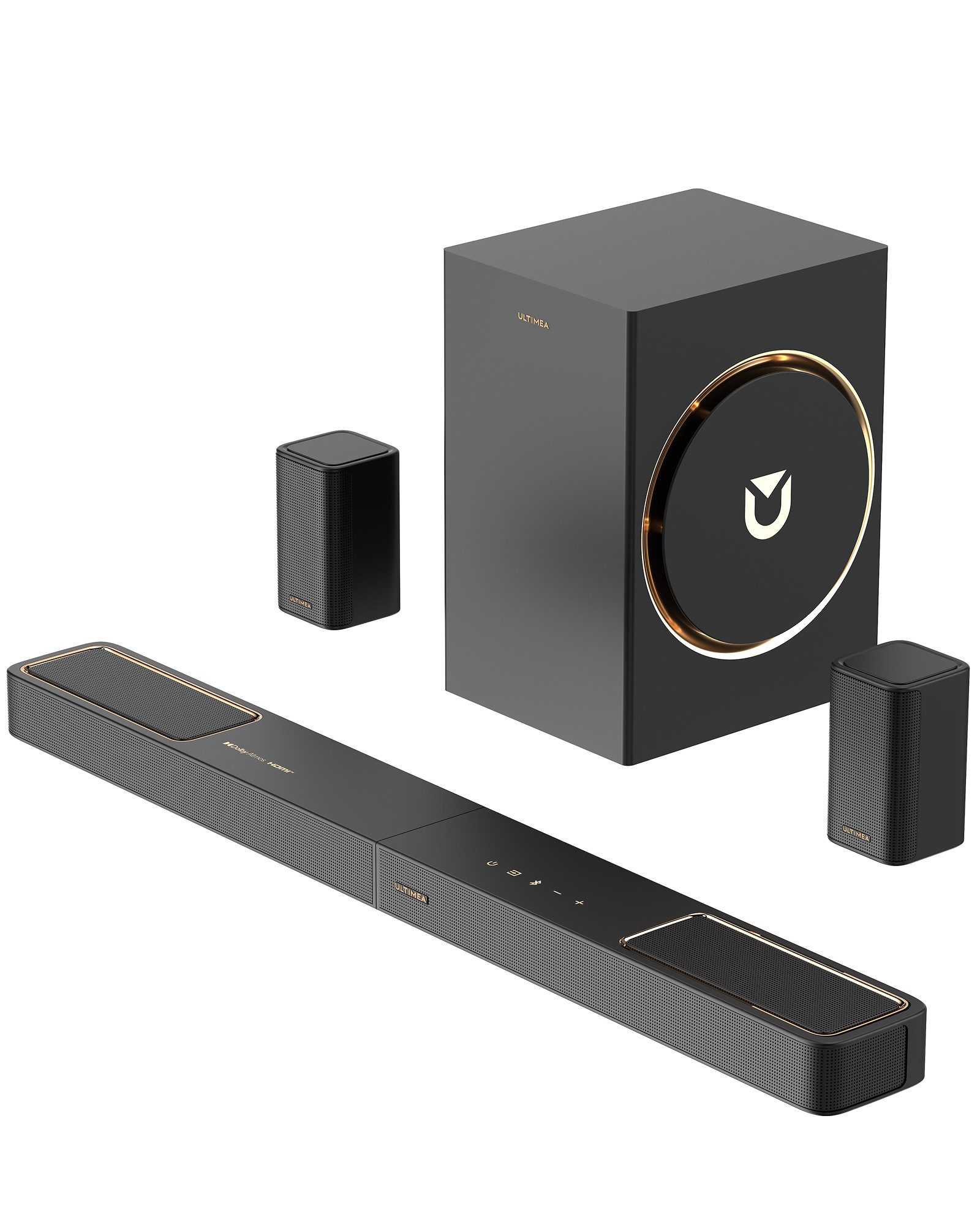 Ultimea Skywave F40 Boom TV Lautsprechersystem 5.1.2-Kanal Dolby Atmos (460 W, 360° SurroundX Audio, Verlustfreie Audioübertragung)