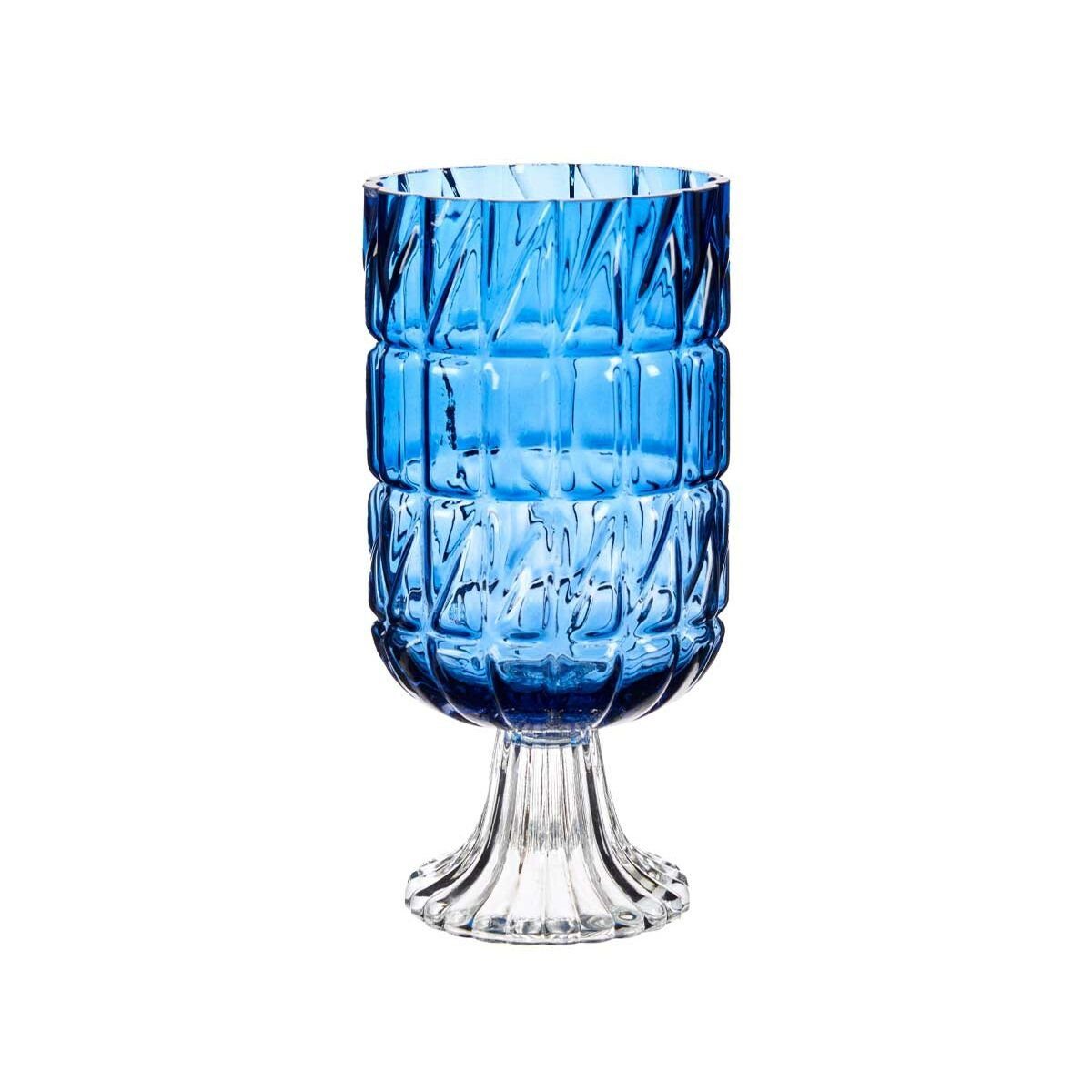 Gift Decor Dekovase Vase x 26,5 Blau 13 cm 13 6 x Schnitzerei Glas Stück