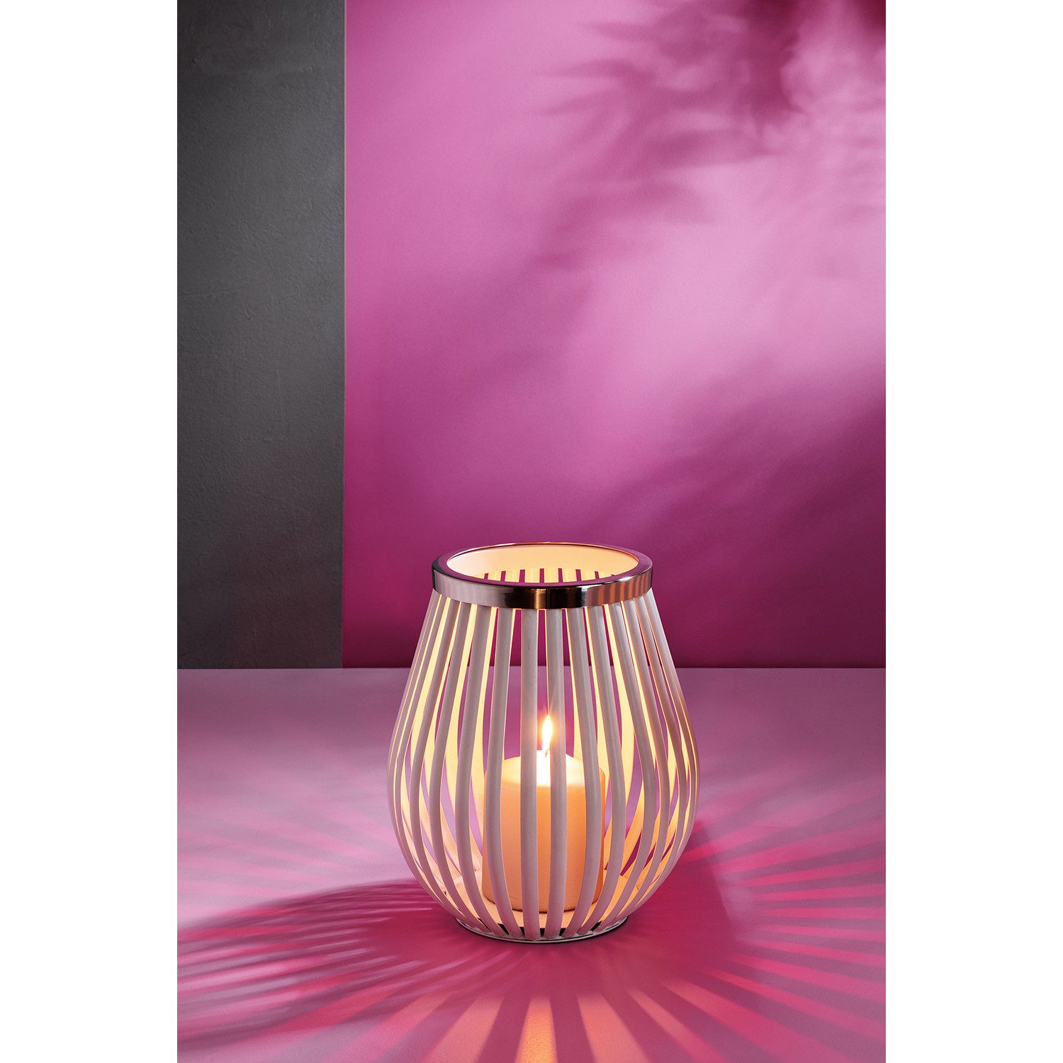 Fink Windlicht TAMINA Windlicht - silberfarben - Eisen - pulverbeschichtet - Ø 21cm (1x Windlicht, 1 St., Kerzenhalter - Leuchter - Deko), Kerzenständer - Tischdeko - Teelichthalter