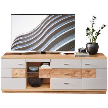 expendio TV-Board Valente 7, lichtgrau matt / Old Artisan Oak 190x60x48 cm