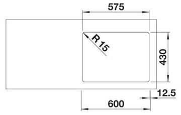 Blanco Edelstahlspüle SOLIS 340/180-IF, eckig, 44/59 cm, (1 St), zum wechselseitigen Einbau geeignet