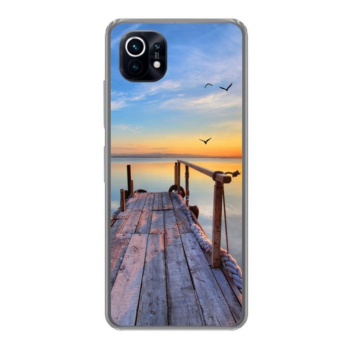 MuchoWow Handyhülle Wasser - Steg - Vögel - Sonnenuntergang - Horizont Phone Case Handyhülle Xiaomi Mi 11 Silikon Schutzhülle