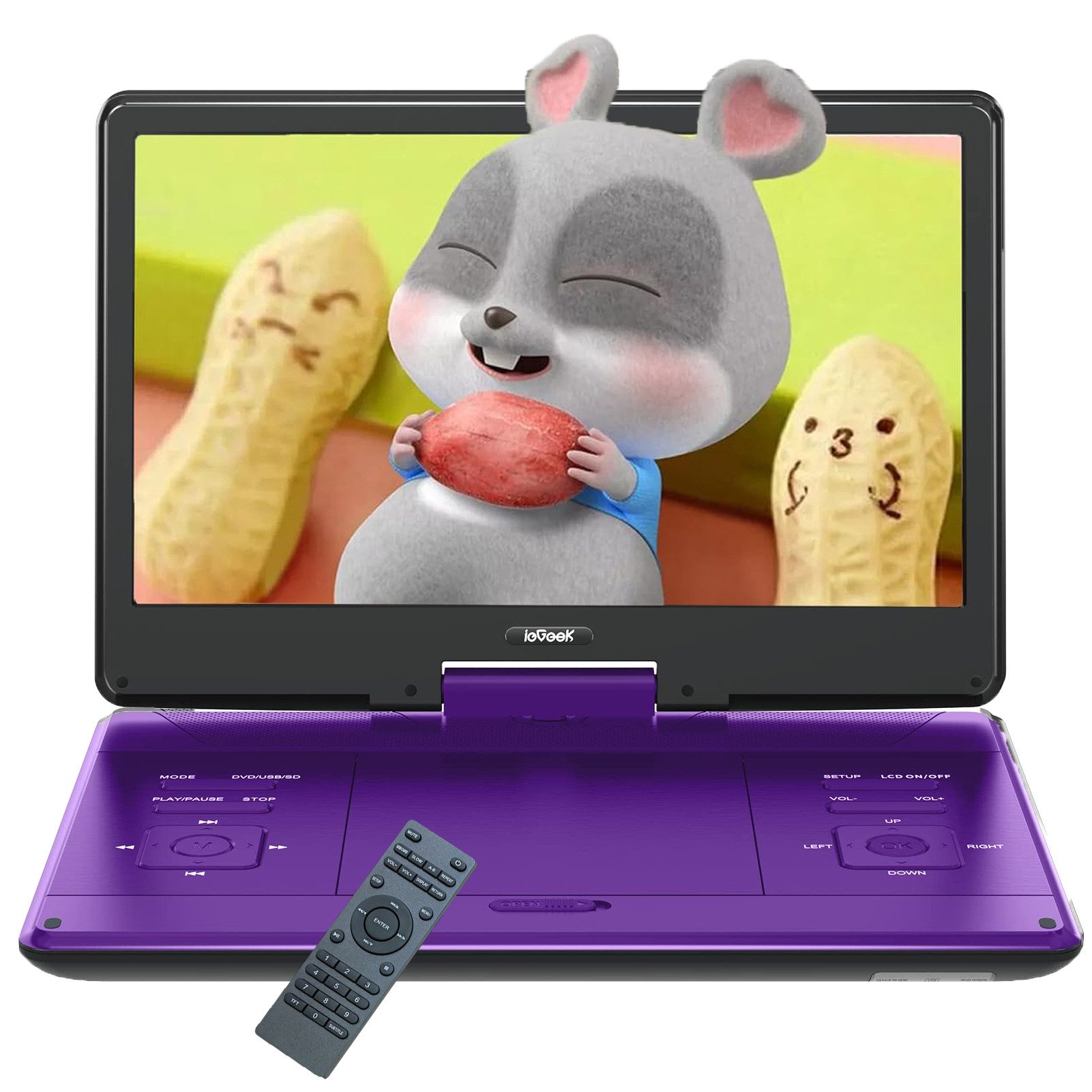 15,9’’ Tragbarer DVD Player mit 14,0’’ HD Display 6 Stunden Batterie Portabler DVD-Player