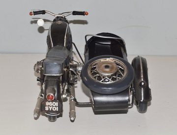 JS GartenDeko Modellmotorrad Blechmotorrad Oldtimer Marke BMW R 60/2 Beiwagen Motorrad L 29 cm