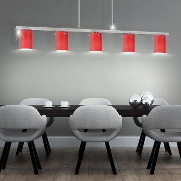 etc-shop LED Pendelleuchte, Leuchtmittel inklusive, Warmweiß, Glas Hänge Leuchte Wohnzimmer Chrom Beleuchtung 5-flg Lampe im