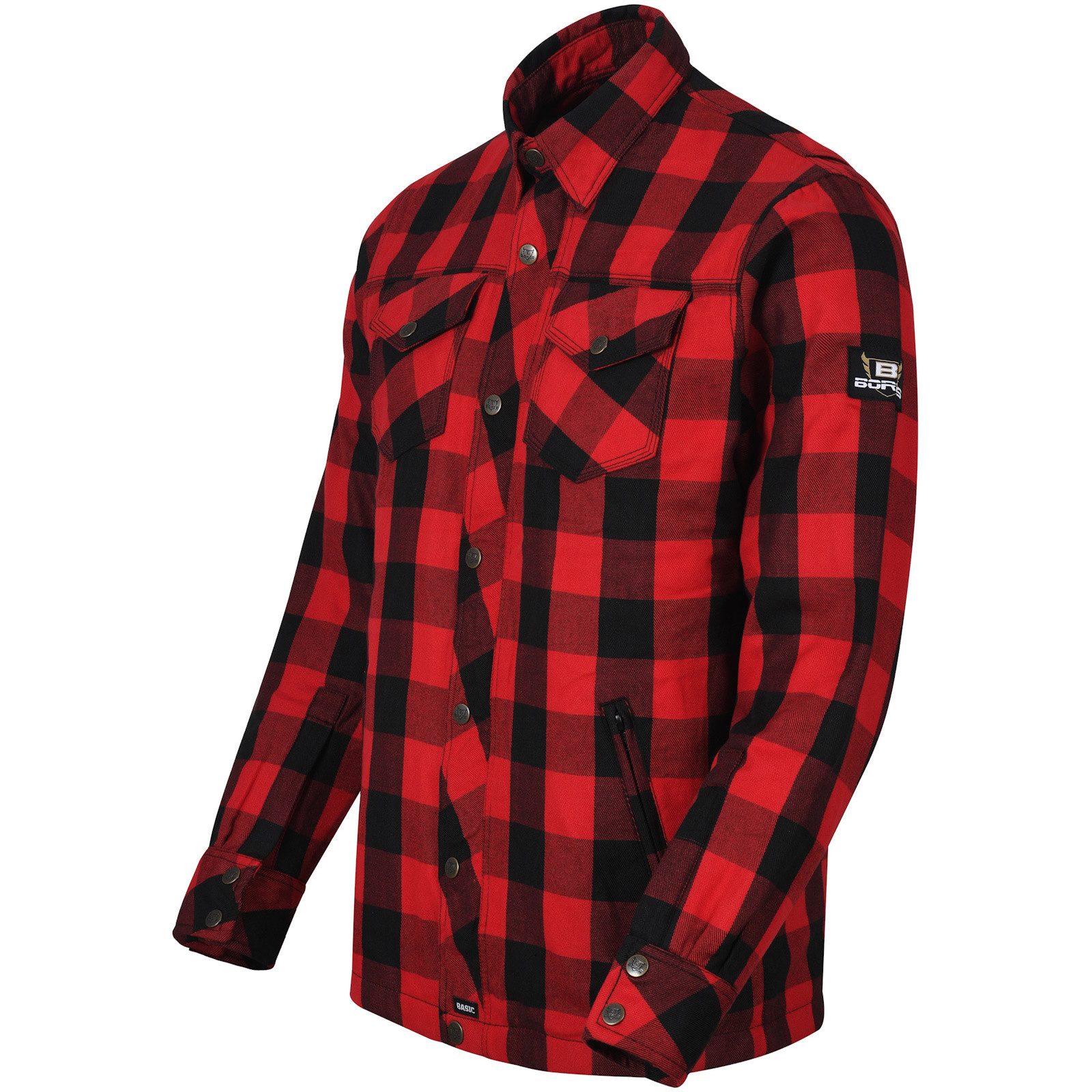 Bores Motorradjacke Bores Lumberjack Jacken-Hemd Basic rot / schwarz Herren günstig online kaufen