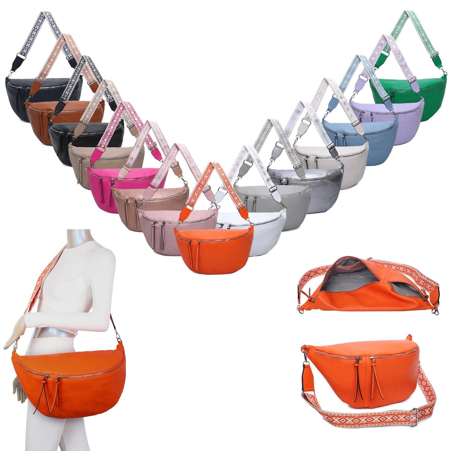 ITALYSHOP24 Schultertasche Damen XXL Tasche Gürteltasche günstig online kaufen