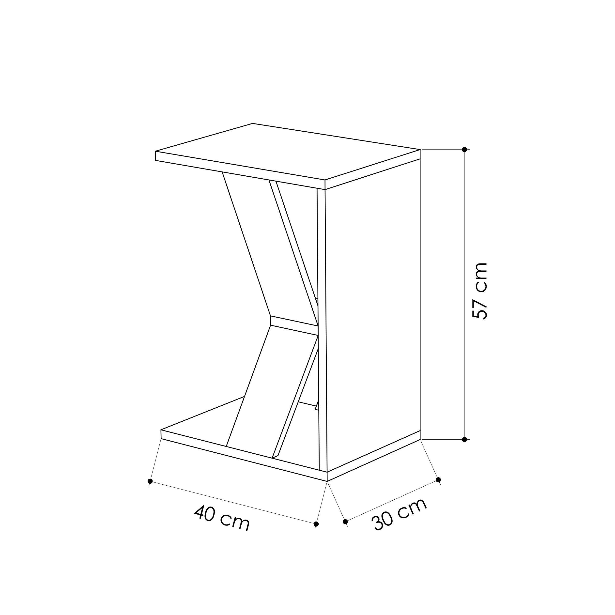Decortie Beistelltisch Naze (pack, 1 Tisch), Moderner C-Modell Beistelltisch, Mehrzweck, 40 x 30 x 57 cm