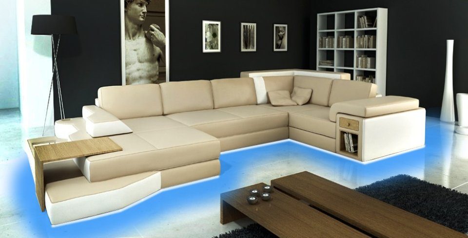 Wohlandschaft Big XXL Couch Leder Ecksofa, Design U Form Sofa Ecksofa JVmoebel