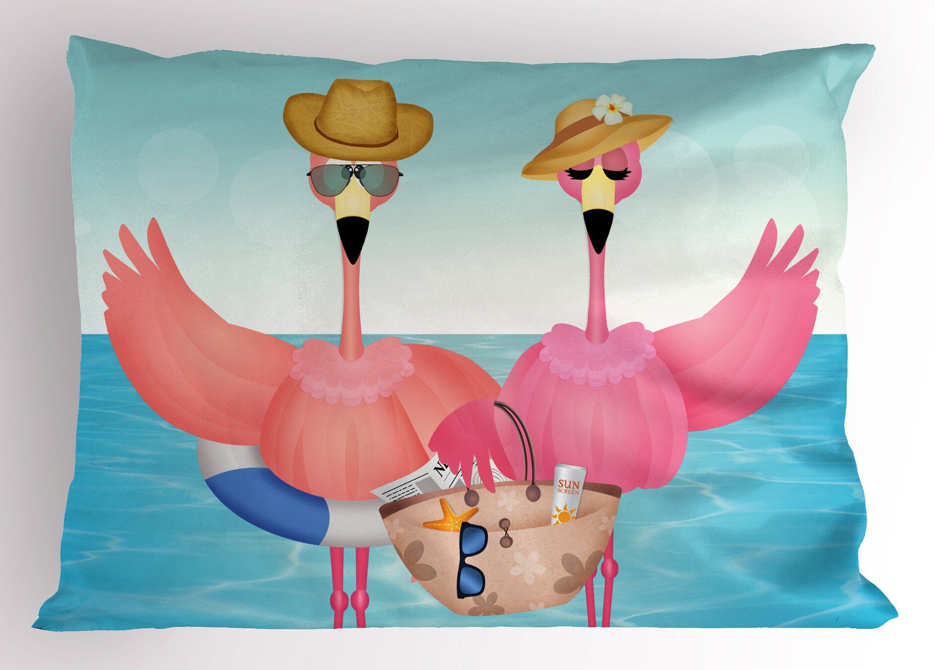 Kissenbezüge Dekorativer Flamingo im Tropisch Gedruckter Size Kunst Standard Urlaub Abakuhaus Stück), (1 Kopfkissenbezug
