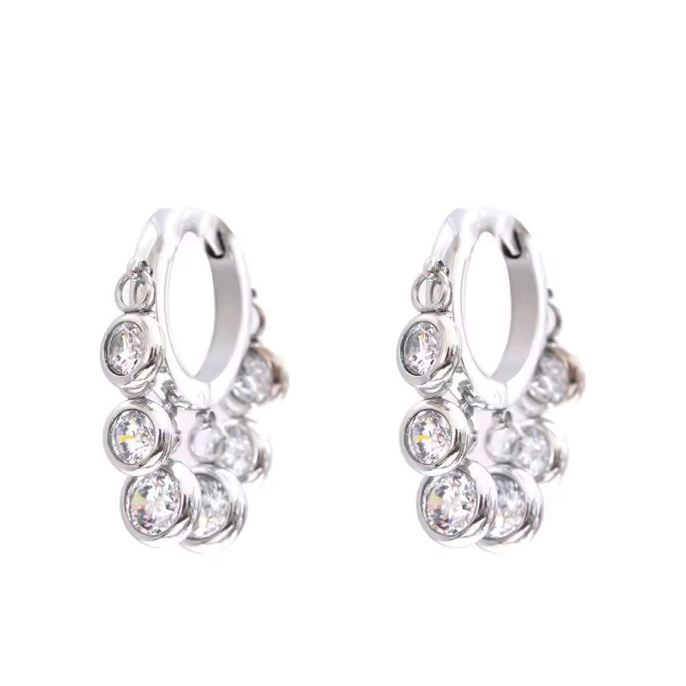 SHELAGO Paar Creolen mit Steinen - in den Farben Silber oder Gold (inkl. eleganter Geschenkverpackung), aus wasserfestem Edelstahl mit sechs funkelnden Steinen