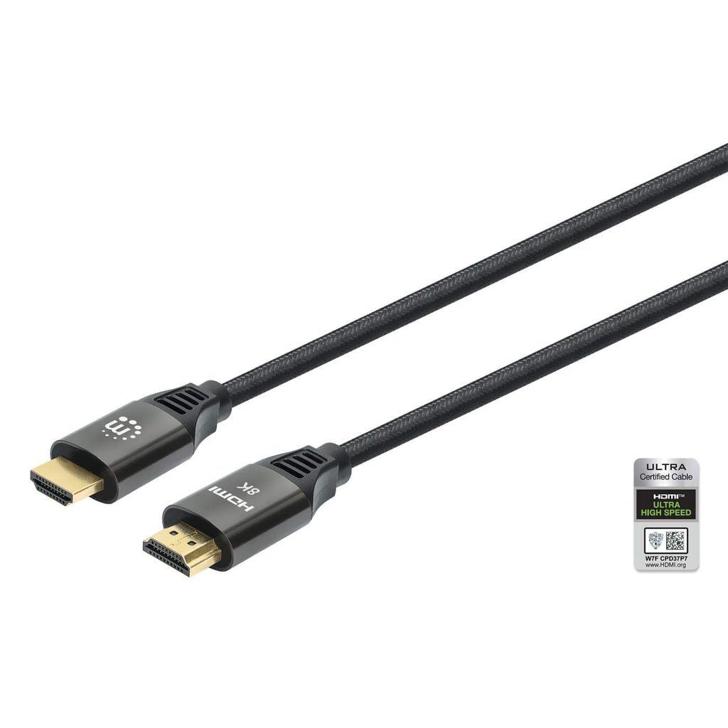 mit HDMI-Kabel 8K@60Hz St./St. Ethernet-Kanal MANHATTAN MANHATTAN Klemmen 1m