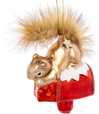 SIKORA Christbaumschmuck BS621 Eichhörnchen auf Postbox Glas Ornament Weihnachtsbaum Anhänger