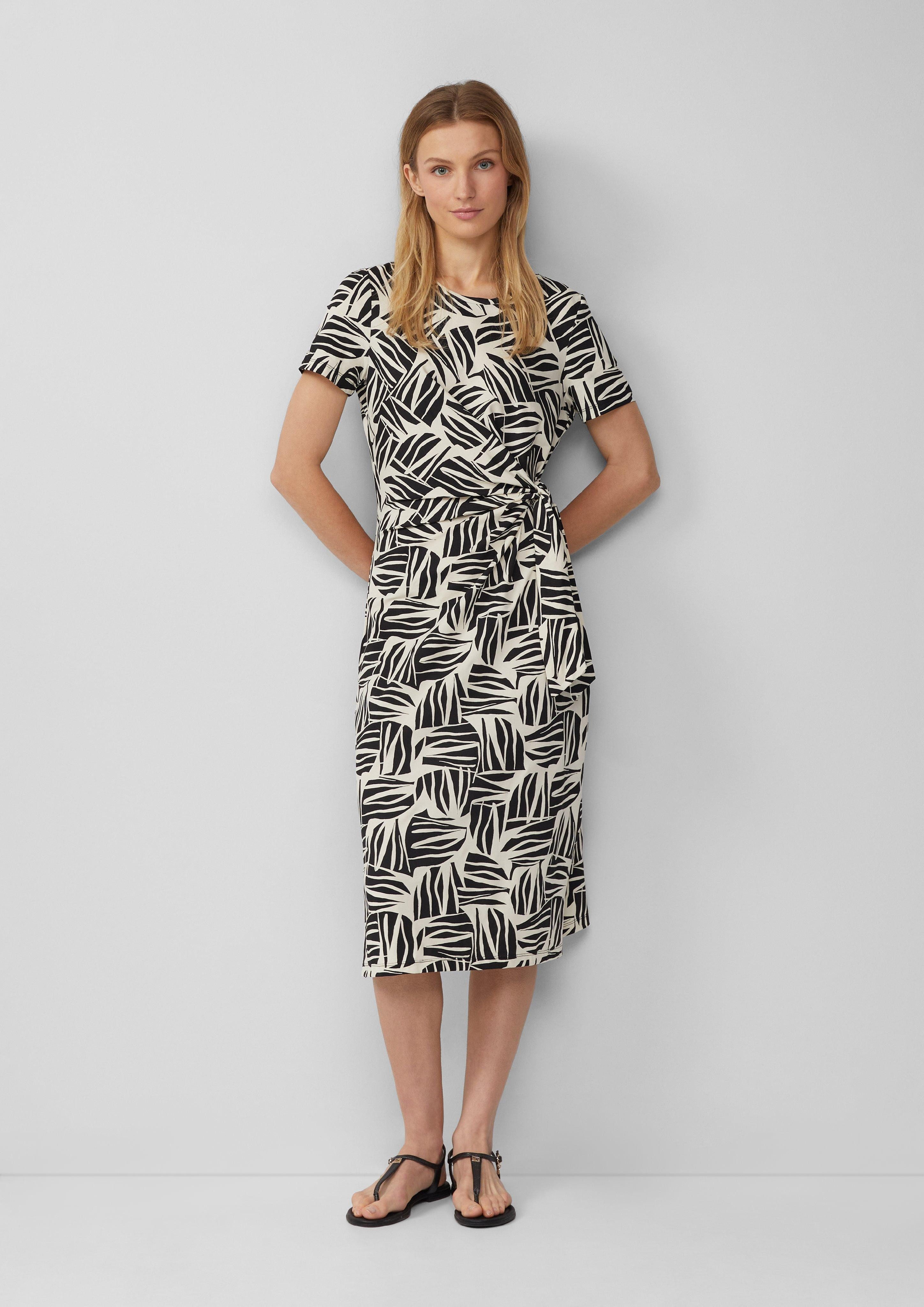 Maxikleid Jersey-Kleid mit Knotendetail und Raffung