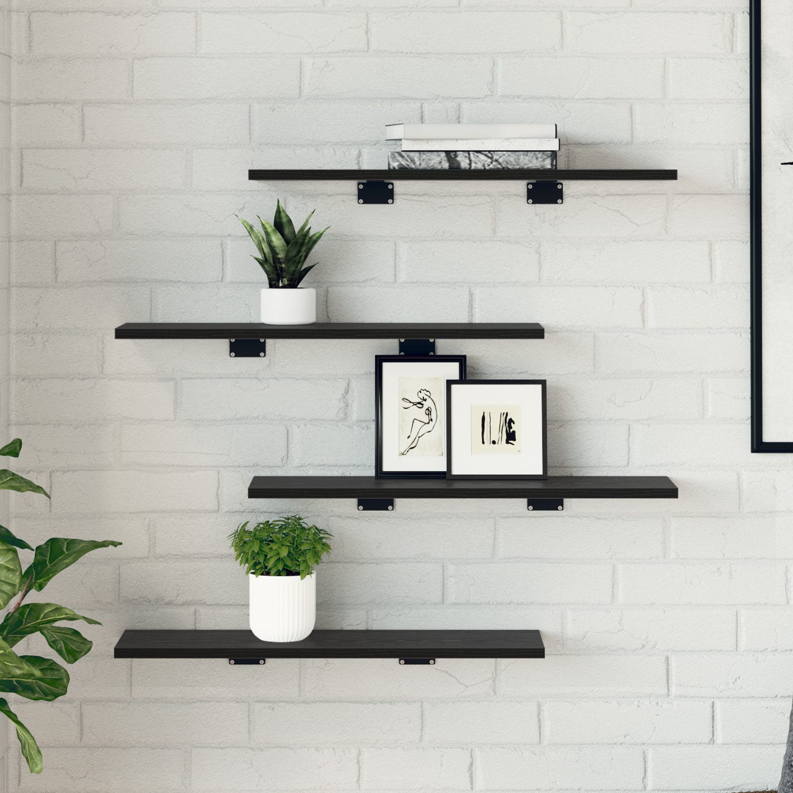 vidaXL Bücherregal Wandregale Schwarze Eiche Verbundholz günstig online kaufen