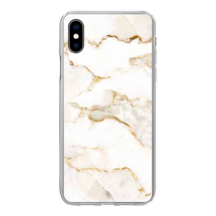 MuchoWow Handyhülle Marmor - Limette - Gold - Luxus - Marmoroptik - Weiß Handyhülle Apple iPhone Xs Smartphone-Bumper Print Handy