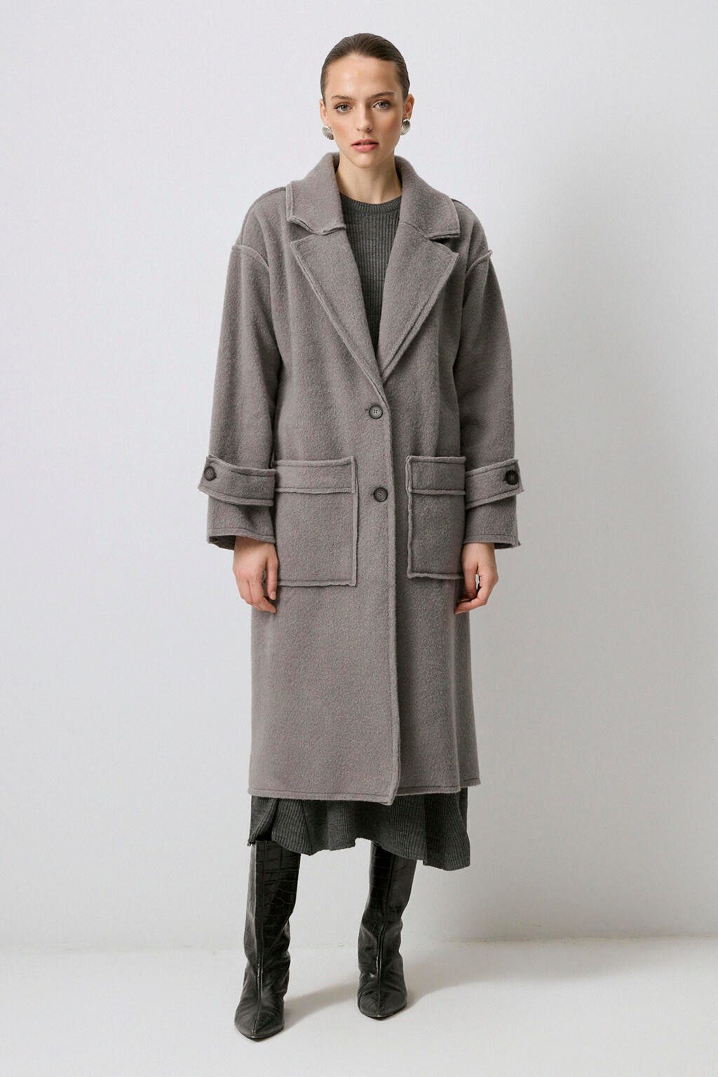 touche prive Funktionsmantel PLÜSCHMANTEL MIT ÄRMEL-EPAOLET