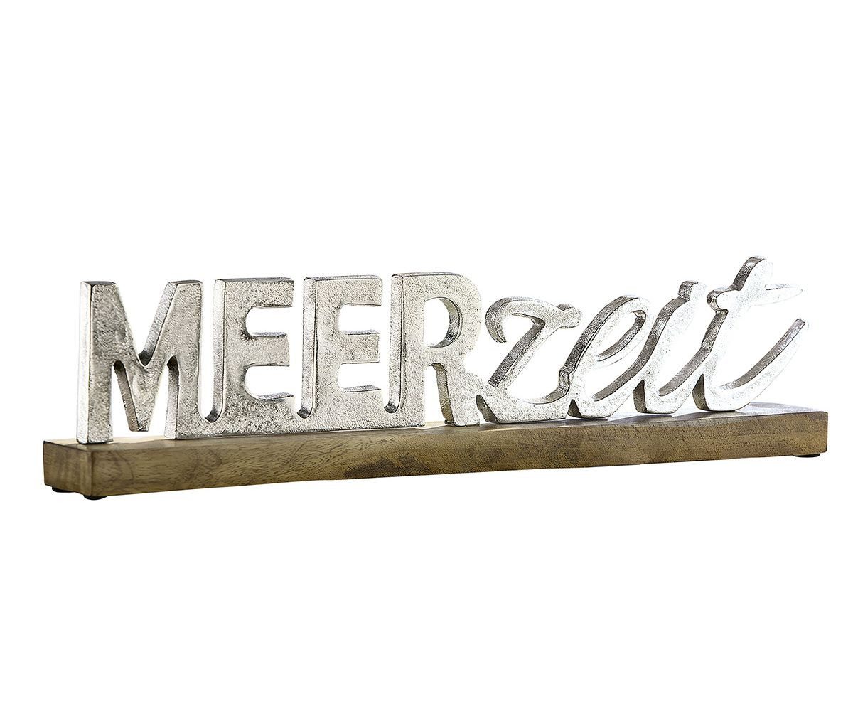 GILDE Dekoobjekt „Meerzeit“ 48236 – Holzskulptur mit Mangoholz & Alu-Elementen, 48 cm