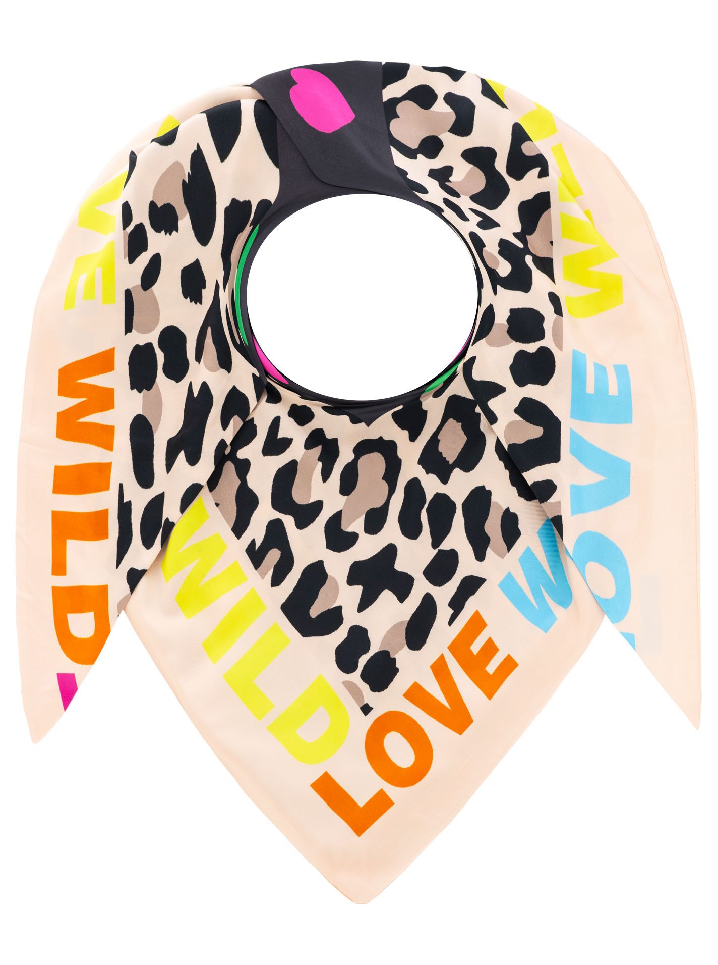 Zwillingsherz Dreieckstuch "Wild Love", farbenfroh, Leo-Design mit "LOVE" Schriftzug, glänzende Oberfläche