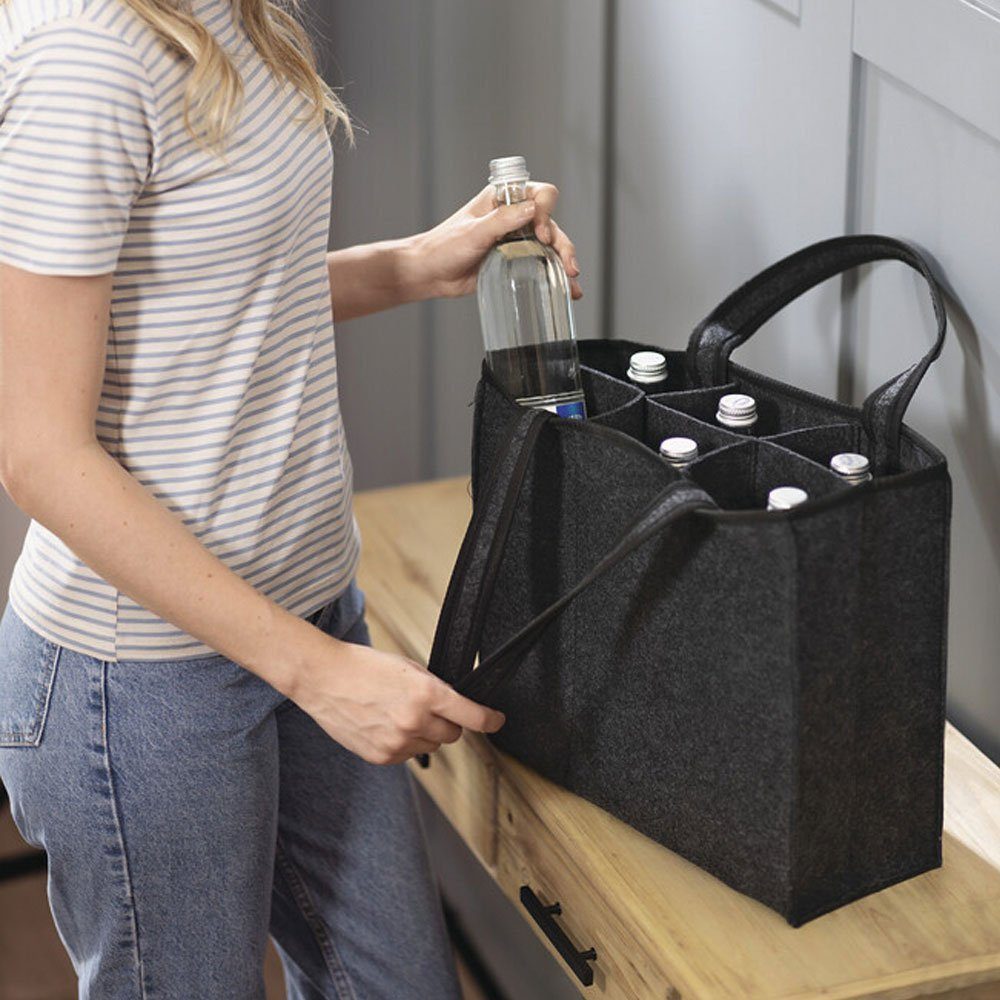 Home-trends24.de Flaschenträger Flaschenträger Filz 6 Flaschen Flaschenhalt günstig online kaufen