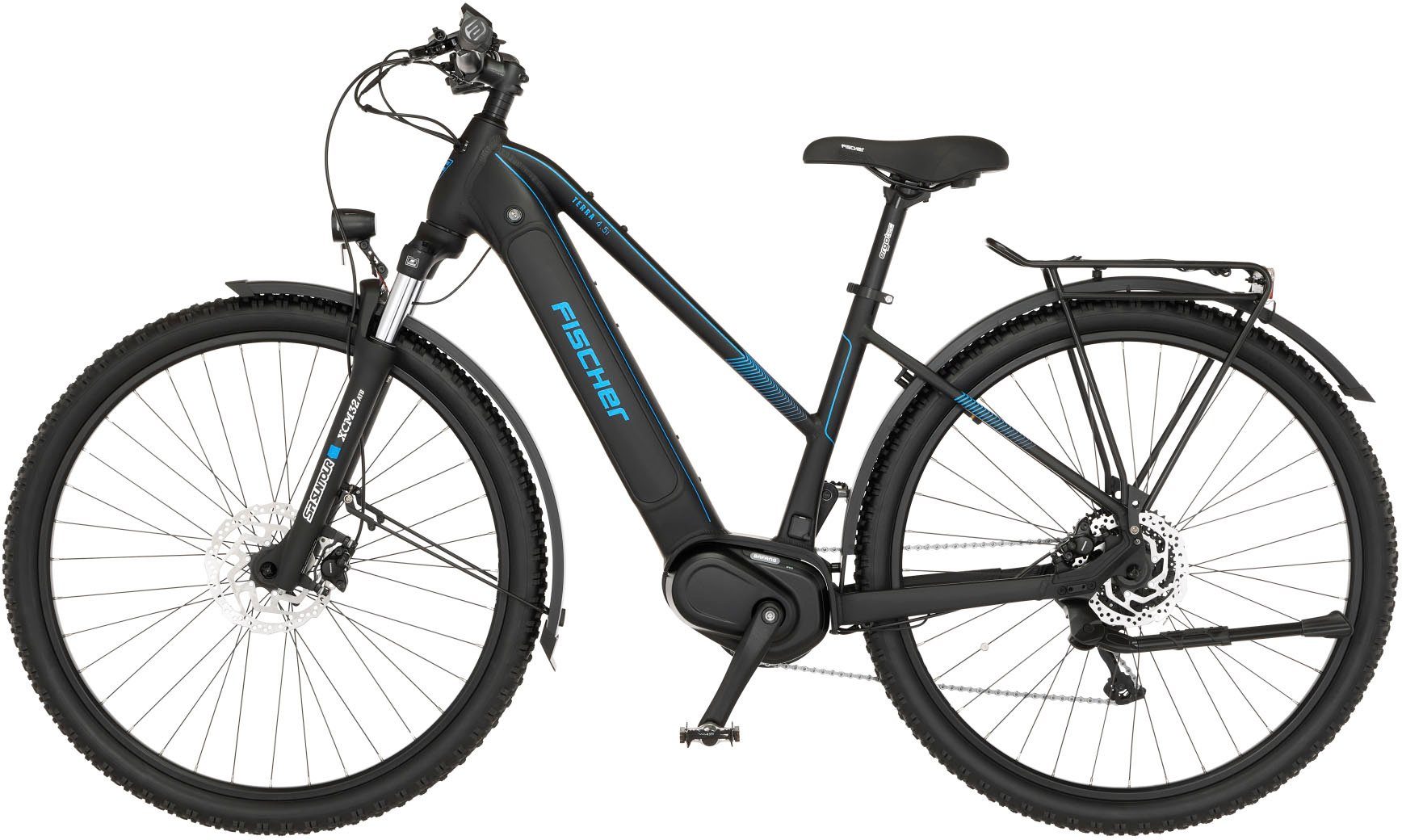 10 Akku, 522 (mit Schaltwerk, 522, Shimano 4.5i Kettenschaltung, E-Bike TERRA Wh Deore Fahrrad Mittelmotor, FISCHER Schloss) Gang