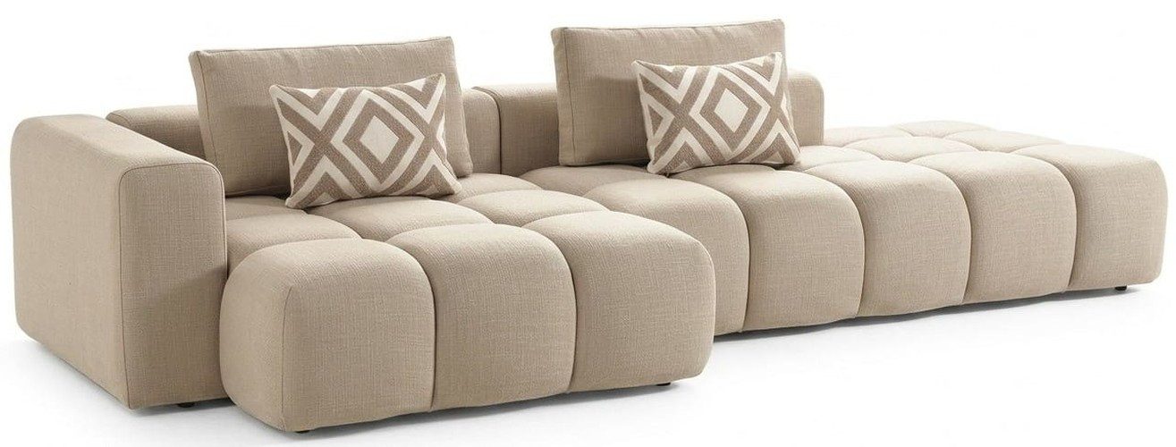 Xlmoebel Ecksofa Ecksofa L Form Beige Stoffbezug Modern Fließende komfortabel, 2 Teile